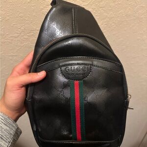 Gucci Black Bag with Signature Stripe